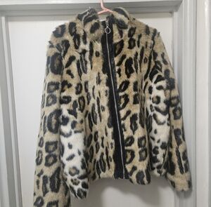 XL womens express faux fur animal print coat